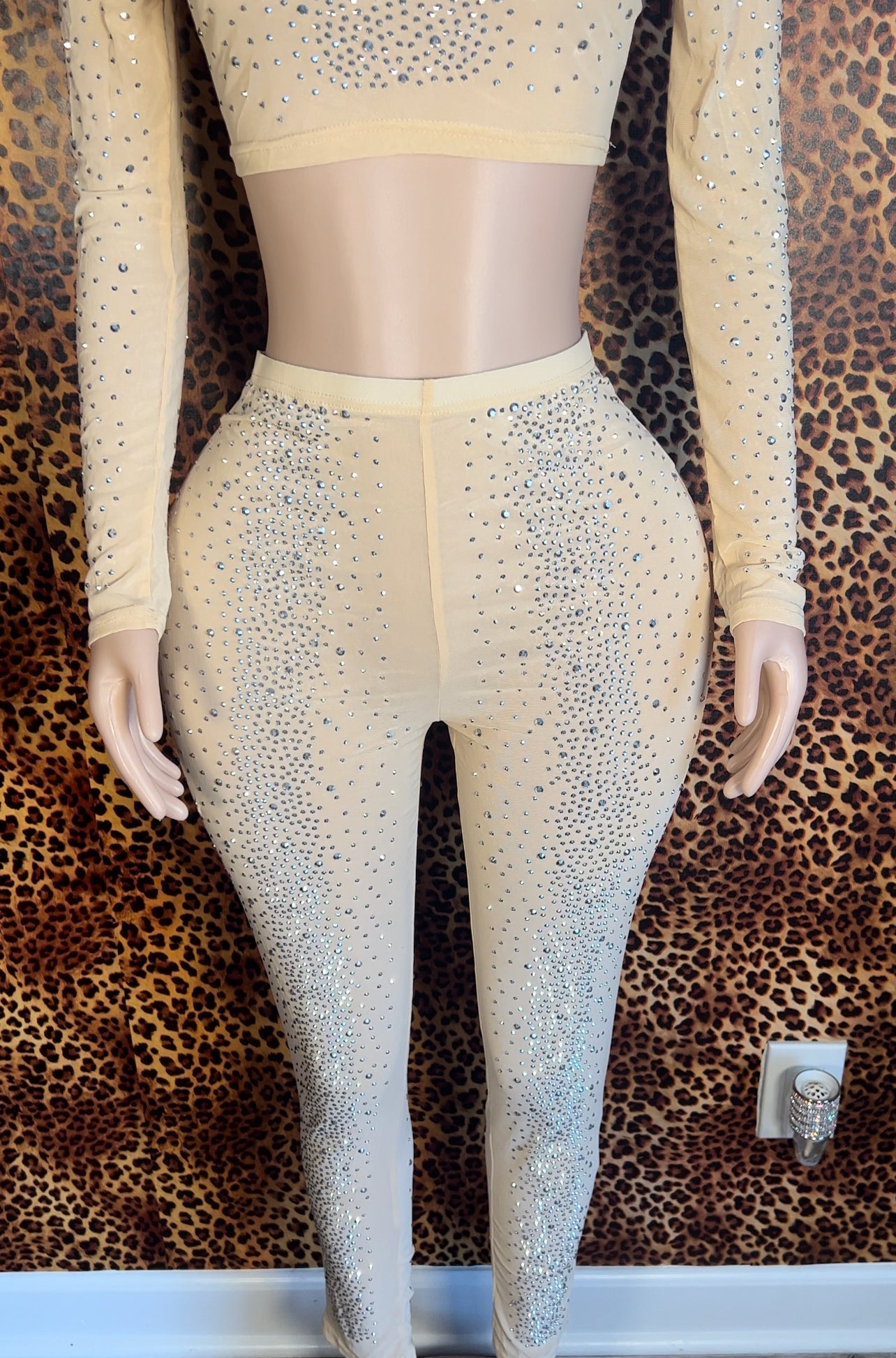 Diamond Crop Top Leggings Set
