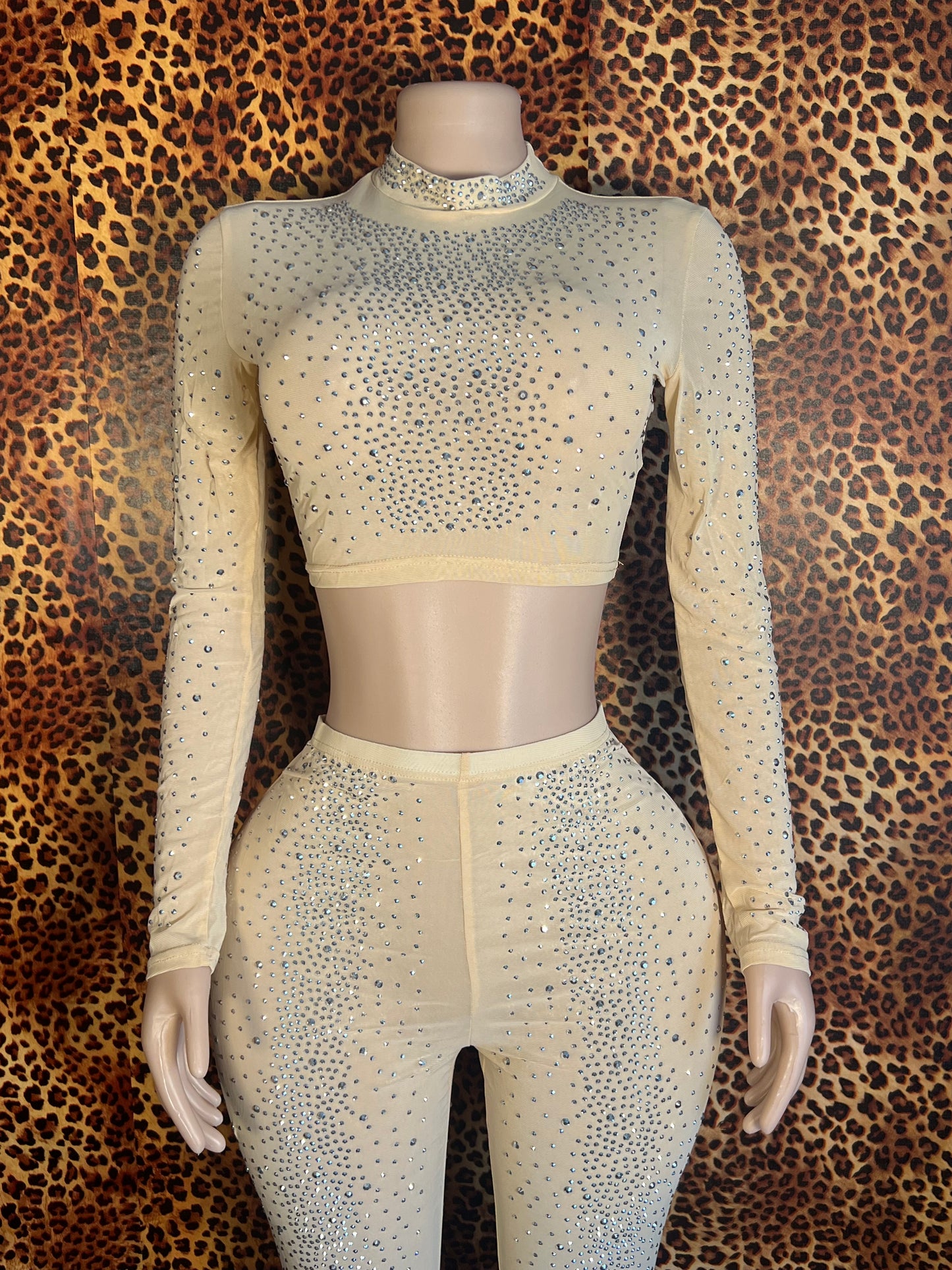 Diamond Crop Top Leggings Set