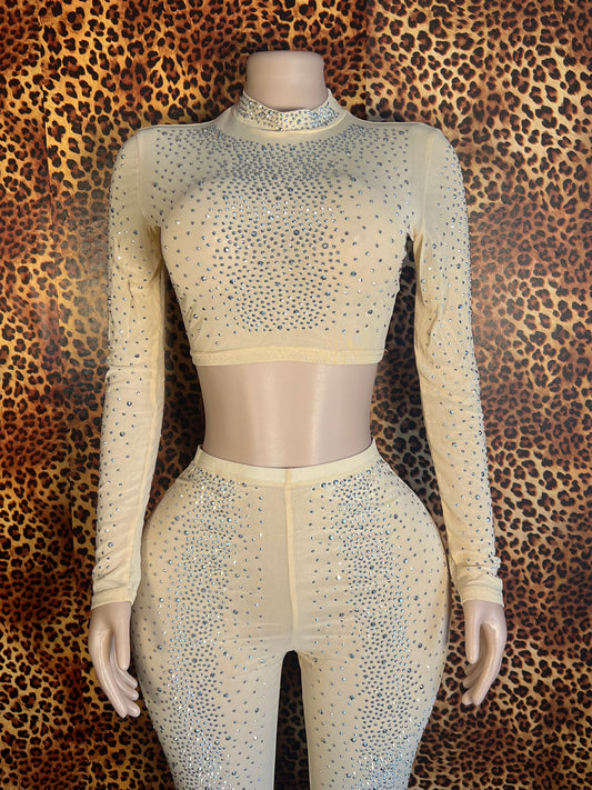 Diamond Crop Top Leggings Set