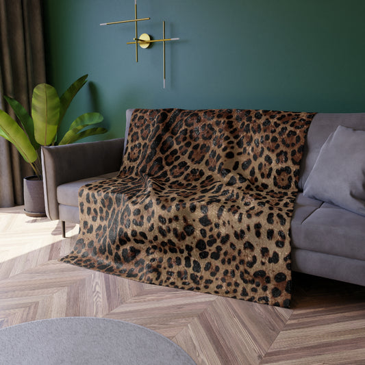 Leopard Print Cheetah Crushed Velvet Blanket