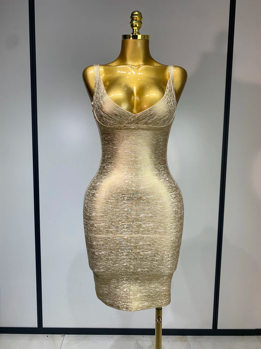 Gold Rush Mini Bandage Dress